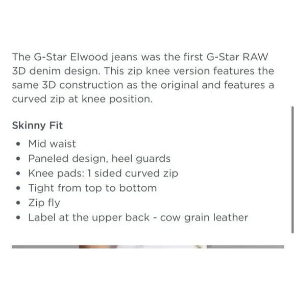 G Star Raw Men's Jeans 5620 3D Zip Knee Skinny 36x32 Black Moto Biker Streetwear